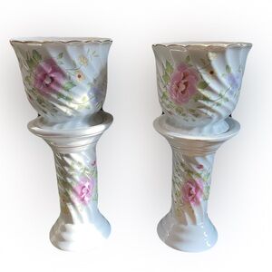 Vintage-Porcelain Flower Pot With Column -Pot  for Plants